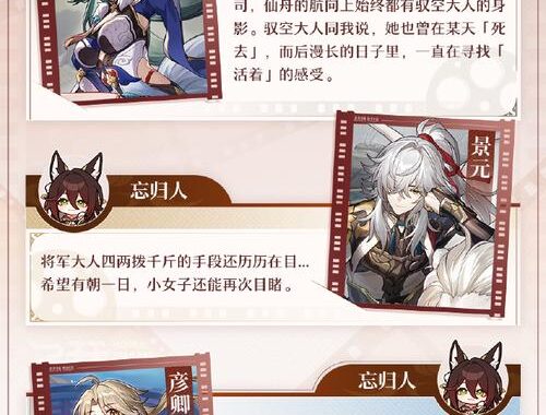 崩坏星穹铁道忘归人：火属性虚无命途角色的全面解析