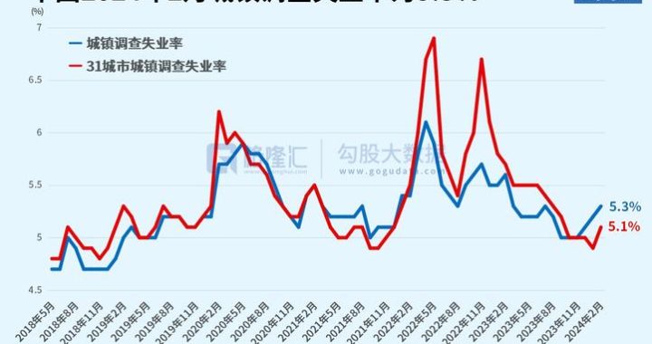 2024年失业率：全国城镇调查失业率平均值降至5.1%